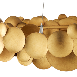 Lavengro Stunning Gold Leaf Chandelier - Modern Wrought Iron Design with LED & Adjustable Height