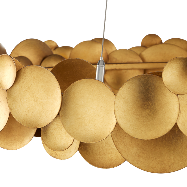 Lavengro Stunning Gold Leaf Chandelier - Modern Wrought Iron Design with LED & Adjustable Height