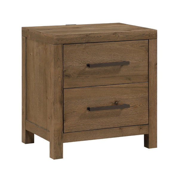 English Elm Rustic Oak Veneer Nightstand with Usb Charging Hub Dovetail Drawers Bedroom Storage B011P467871