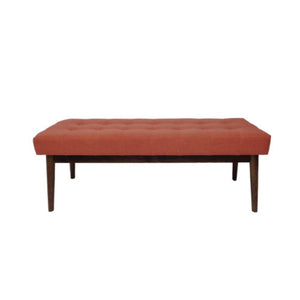 English Elm Mid-century Button Tufted Ottoman with Walnut Tapered Legs for Living Room Bedroom Coral N778P440482C
