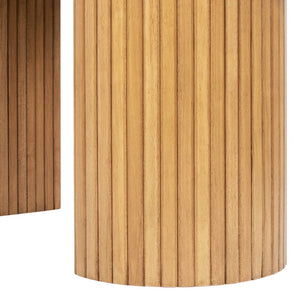 English Elm Jennifer Taylor Home - Jesse 55.5" Oval Fluted Console Desk in Honey Brown Rubberwood — Curved Top, Single Drawer, Sturdy Design B2719P277875