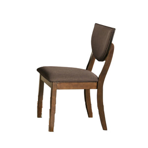 English Elm Set of 2 Transitional Walnut Side Chairs with Curved Legs, Dark Chocolate Fabric Padded Seats and Backs B011P214576