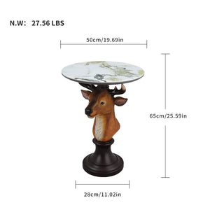 English Elm Horse Head Sculpted Resin End Table with Faux Marble Top for Bold Living Rooms W5398P454677