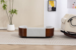 English Elm Scandinavian Elevated Dog Bed Luxury Pet Sofa with Walnut Bent Wood Back Velvet Gray, Large Size W794P366327