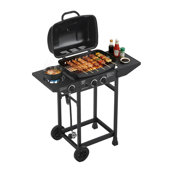 English Elm 2 Burner Propane Grill with Side Stainless Steel 24000 Btu Outdoor Patio W1820P341739