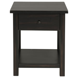 English Elm Castleton Rustic Pine End Table with Drawer and Open Shelf for Farmhouse Living B062P451650