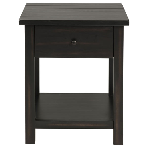 English Elm Castleton Rustic Pine End Table with Drawer and Open Shelf for Farmhouse Living B062P451650
