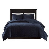 Madison Park Harper Glam/Luxury 3 Piece Velvet Quilt Set MP13-3304 Navy