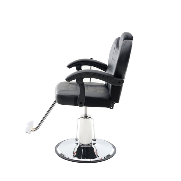 English Elm 102°-140° Heavy Duty Reclining Barber Chair with Hydraulic Pump, 360° Swivel, PU Leather, Stable Anti-Slip Base for Busy Salons and Stylists W2069P290382