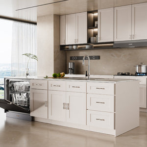 English Elm 33 Inch Solid Wood Shaker Wall Cabinet Soft Close Doors Adjustable Shelves White T2950P490383