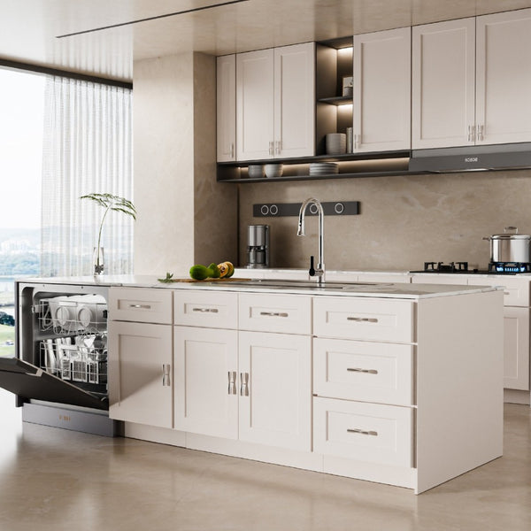 English Elm 33 Inch Solid Wood Shaker Wall Cabinet Soft Close Doors Adjustable Shelves White T2950P490383