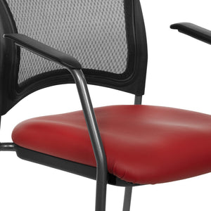 OSP Home Furnishings Progrid Mesh Back Stackable Chair with Titanium Frame for Conference Rooms Lipstick 86710R-R100