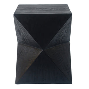 English Elm 14.25" Concrete Hourglass Outdoor Side Table Matte Black Hand Painted Patio Accent N767P192080B
