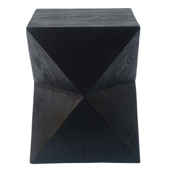 English Elm 14.25" Concrete Hourglass Outdoor Side Table Matte Black Hand Painted Patio Accent N767P192080B