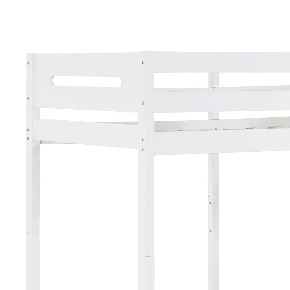 English Elm White Twin/Twin Bunk Bed with Ladder — 14+14 Slat Support, Easy Knock-Down Assembly, Sturdy White Finish B062S00577
