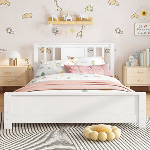 English Elm Twin Low Profile Floor Bed with Guardrails Pine Wood Frame Minimalist Bedroom White W1580P438797