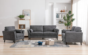 English Elm Damiano Three Piece Woven Gray Sofa Set with Pocket Coil Support and Wood Legs B2749S00199