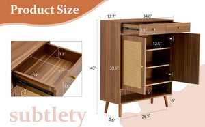 English Elm Multi-Functional Walnut Mdf Shoe Cabinet - Elegant Nordic & Industrial Design With Smart Storage Solutions W3226P278928
