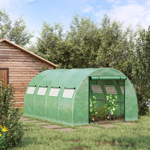 English Elm Outsunny Walk-in Tunnel Hoop Greenhouse Galvanized Steel Frame with Mesh Ventilation W2225P229421