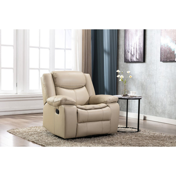 English Elm 1+2+3 Leather reclining sectional set with pocket springs, pillow-top arms, storage, solid frame comfort Cream W791S00004