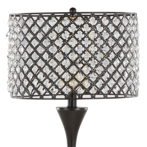 English Elm Topaz 27" Glam Art Deco Table Lamp with Clear K9 Crystal Drum Shade, Radiant Tiered Base, UL Listed Bronze B202P224100