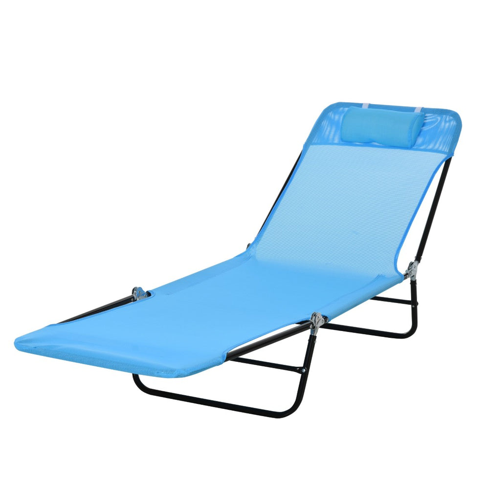 English Elm Outsunny Folding Chaise Lounge Chair - Adjustable Outdoor Recliner With Breathable Mesh & Headrest W2225P217766-GIGA