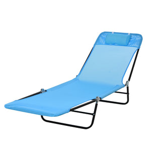English Elm Outsunny Folding Chaise Lounge Chair - Adjustable Outdoor Recliner With Breathable Mesh & Headrest W2225P217766-GIGA