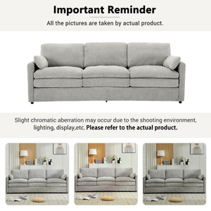 English Elm 101.2" Modular Chenille Sectional Sofa with Tufted Cushions and Deep Seating for Living Room Light Grey N719S001922R