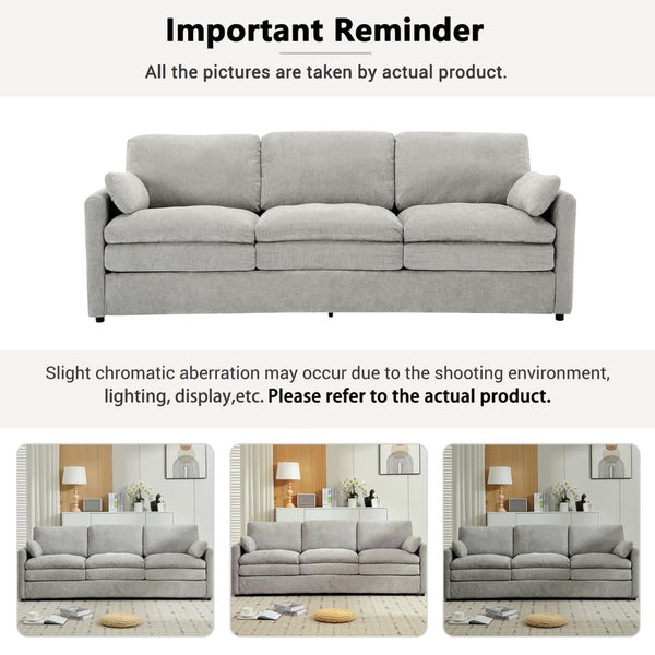 English Elm 101.2" Modular Chenille Sectional Sofa with Tufted Cushions and Deep Seating for Living Room Light Grey N719S001922R