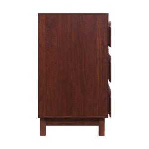 English Elm 60" Wave Front Six Drawer Dresser Sculptural Engineered Wood Media Console for Bedroom Walnut N739S0000011D