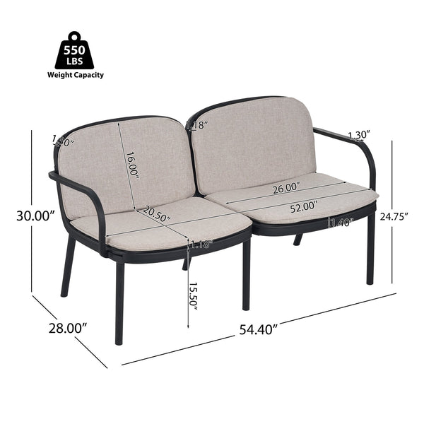 English Elm Christopher Knight Home® - Luna Modern Outdoor Patio 3-Piece Chat Set with UV-Resistant PP Frame and Breathable Cushions Beige,Black LUNA3PCSETB