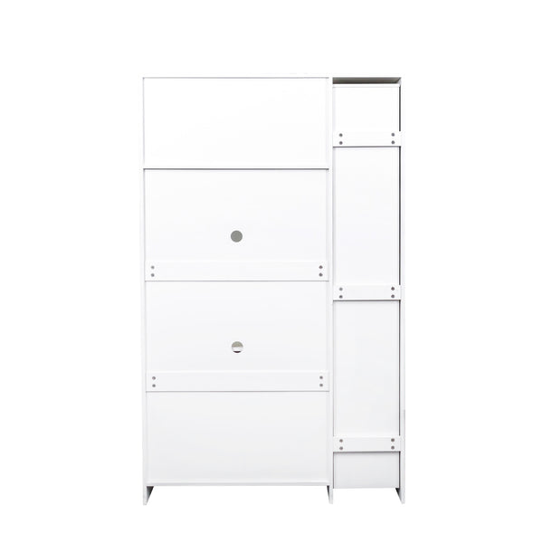 English Elm Kitchen Farmhouse Pantry Cabinet With Multi-Tier Pull-Out Shelves & 4 Doors For Organized Storage W331S00173
