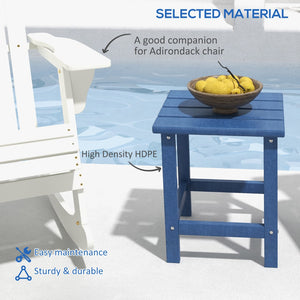 English Elm Outsunny Adirondack Side Table - Weather-Resistant 15" Hdpe Patio Table For Outdoor Spaces, Blue W2225P174462-GIGA