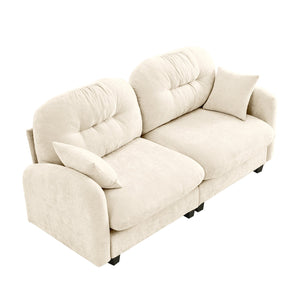 English Elm Loveseat Modular Cloud Sectional Sofa with Tufted Chenille Backrest, Ergonomic High-Density Comfort, Durable Wood Base Beige W714S01364