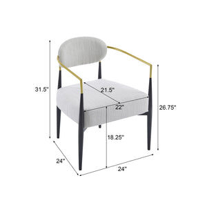 English Elm Christopher Knight Home® - Mid-Century Upholstered Accent Armchair with Pocket Spring Seat, Tapered Iron Legs, Stylish Comfort Beige,Black,Gold 26.38 L x 25.2 W x 12.6 H N776P224504I
