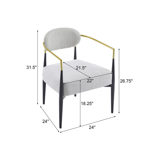 English Elm Christopher Knight Home® - Mid-Century Upholstered Accent Armchair with Pocket Spring Seat, Tapered Iron Legs, Stylish Comfort Beige,Black,Gold 26.38 L x 25.2 W x 12.6 H N776P224504I