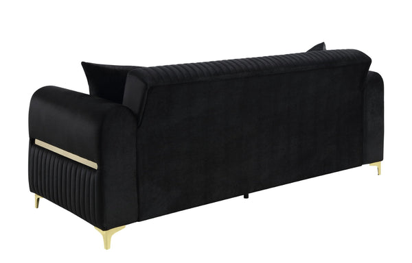 English Elm Ruby Contemporary Sofa Set with Channel Tufting Birch Frame and Gold Steel Legs B009S02247
