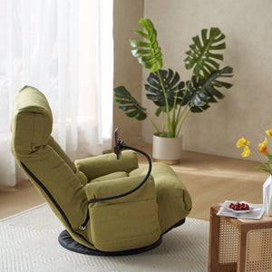 English Elm Adjustable green rotatable lounge chair with head/waist support, 360° swivel, spring seat, phone holder W244P172641