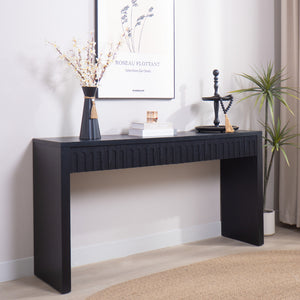 English Elm Modern Black Console Table With 4 Discreet Drawers - Sleek Entryway Storage For Any Space W2729P298159