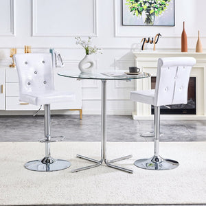 English Elm A Set of 2 Glam Faux Alligator Pvc Barstools with Crystal Buckle Detail White W1512P491871