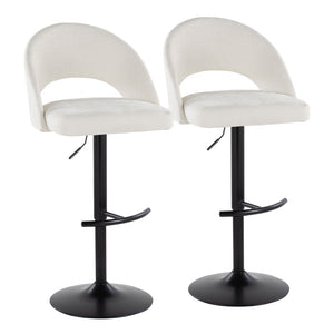 English Elm Adjustable Swivel Barstools Set of 2 Fabric Seat Black Metal Base Kitchen Counter B202S02002