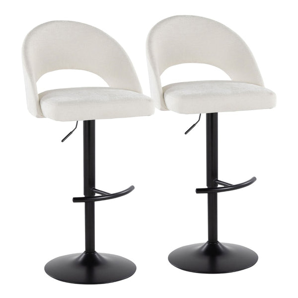 English Elm Adjustable Swivel Barstools Set of 2 Fabric Seat Black Metal Base Kitchen Counter B202S02002