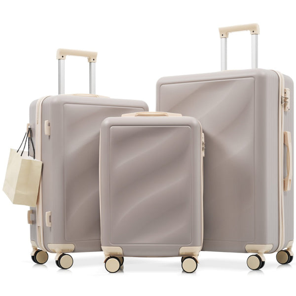 English Elm Luggage 3 Piece Hard Shell Abs Suitcase Set with Spinner Wheels and Tsa Lock Grayish Purple N730P304620V