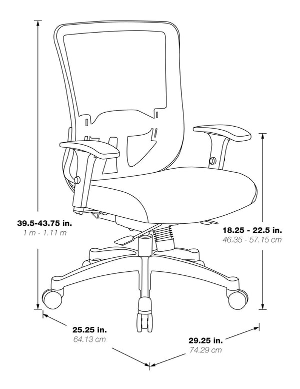 OSP Home Furnishings Vertical Mesh Back Ergonomic Office Chair with Lumbar Support and Pneumatic Lift 889-7TG1N4421G