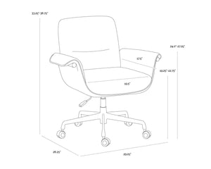 Sunpan LOMAX Office Chair - Stylish Dusty Greige & Cognac Faux Leather, Ergonomic & Durable Design 112386