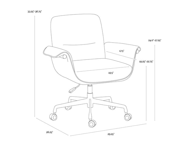 Sunpan LOMAX Office Chair - Stylish Dusty Greige & Cognac Faux Leather, Ergonomic & Durable Design 112386