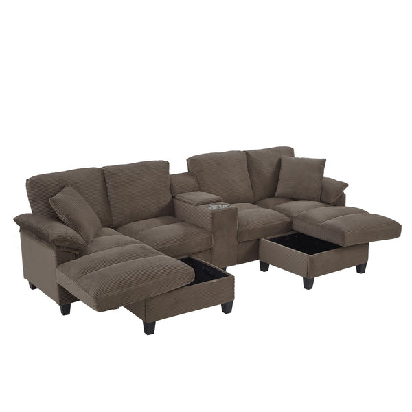 English Elm Swivel Barrel Accent Chair Chenille Tufted Round Club Seat for Living Room Lounge Brown N719S002180D