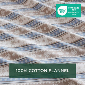 English Elm 3 Pcs Twin Sheet Set - Cozy Blue Snowflake Design, 100% Cotton Flannel For Warmth & Comfort B035P319779