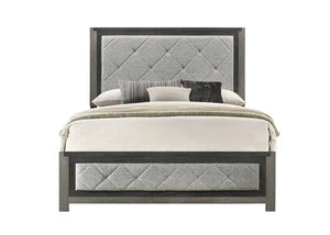 English Elm Jehoram Linen Upholstered Queen Bed with Geometric Headboard and Padded Footboard B2726S00422