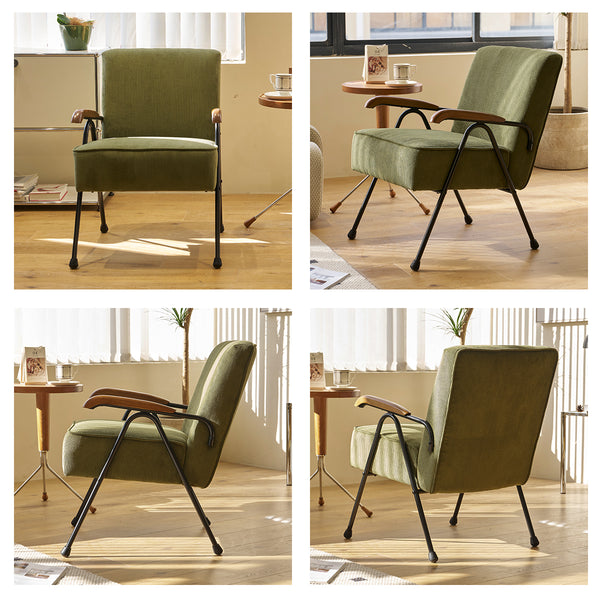 English Elm Pattern Modern Colorful Fabric Armchair with High Back and Wing Design, Sturdy Metal Frame, Oversized Cozy Seat for Living Room Reading Nook, Home Office, Bedroom Green W2105P210239